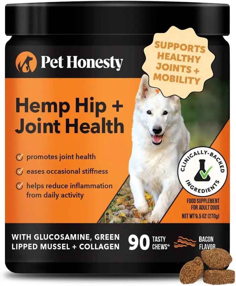 Pet Honesty Senior Hemp Hip & Joint Chews for Dogs – Mobility Support 90 Ct