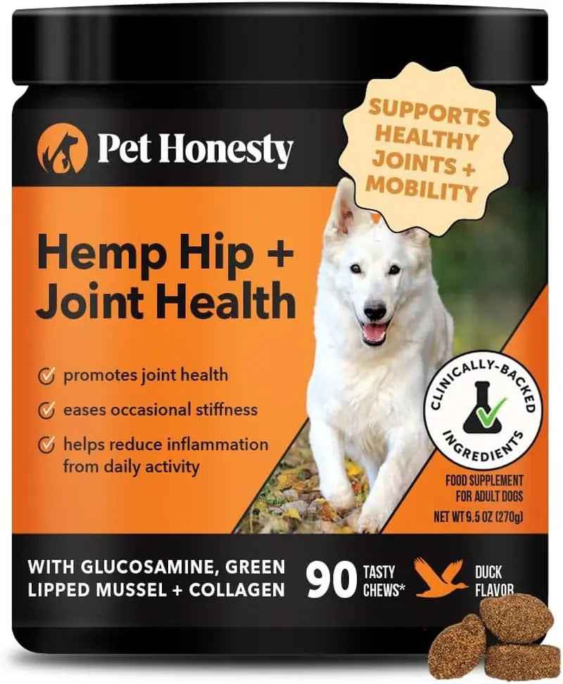 Pet Honesty Senior Hemp Hip & Joint Chews for Dogs – Mobility Support 90 Ct