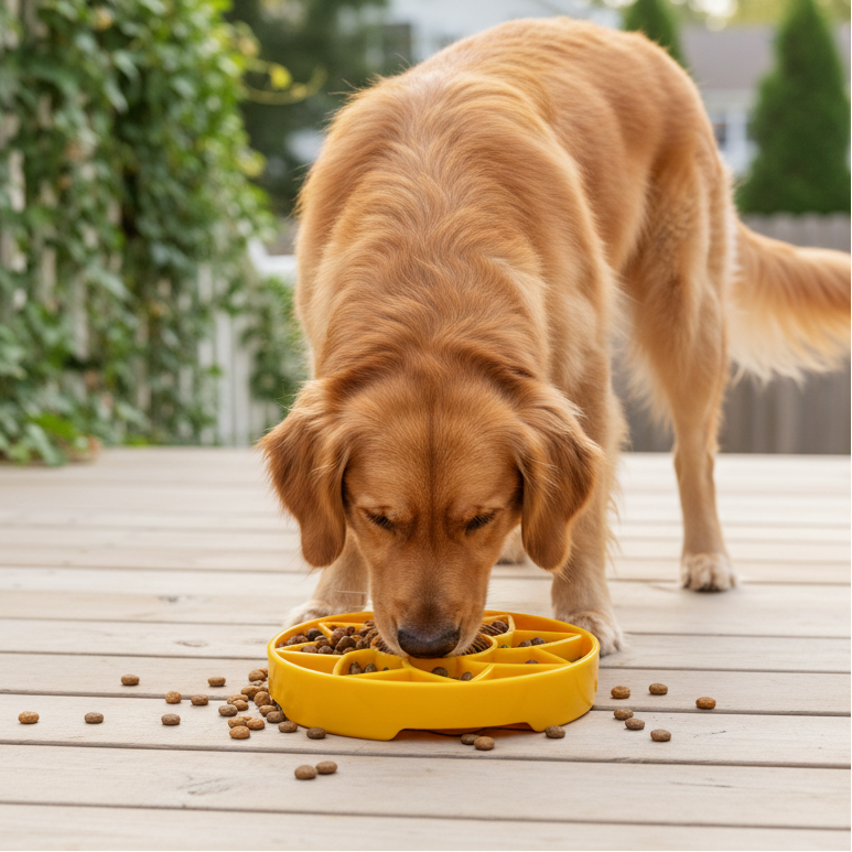Sunflower Softie eTray Slow Feeder Dog Bowl | Soft Shallow Lick Mat | Yellow & Purple | USA Made