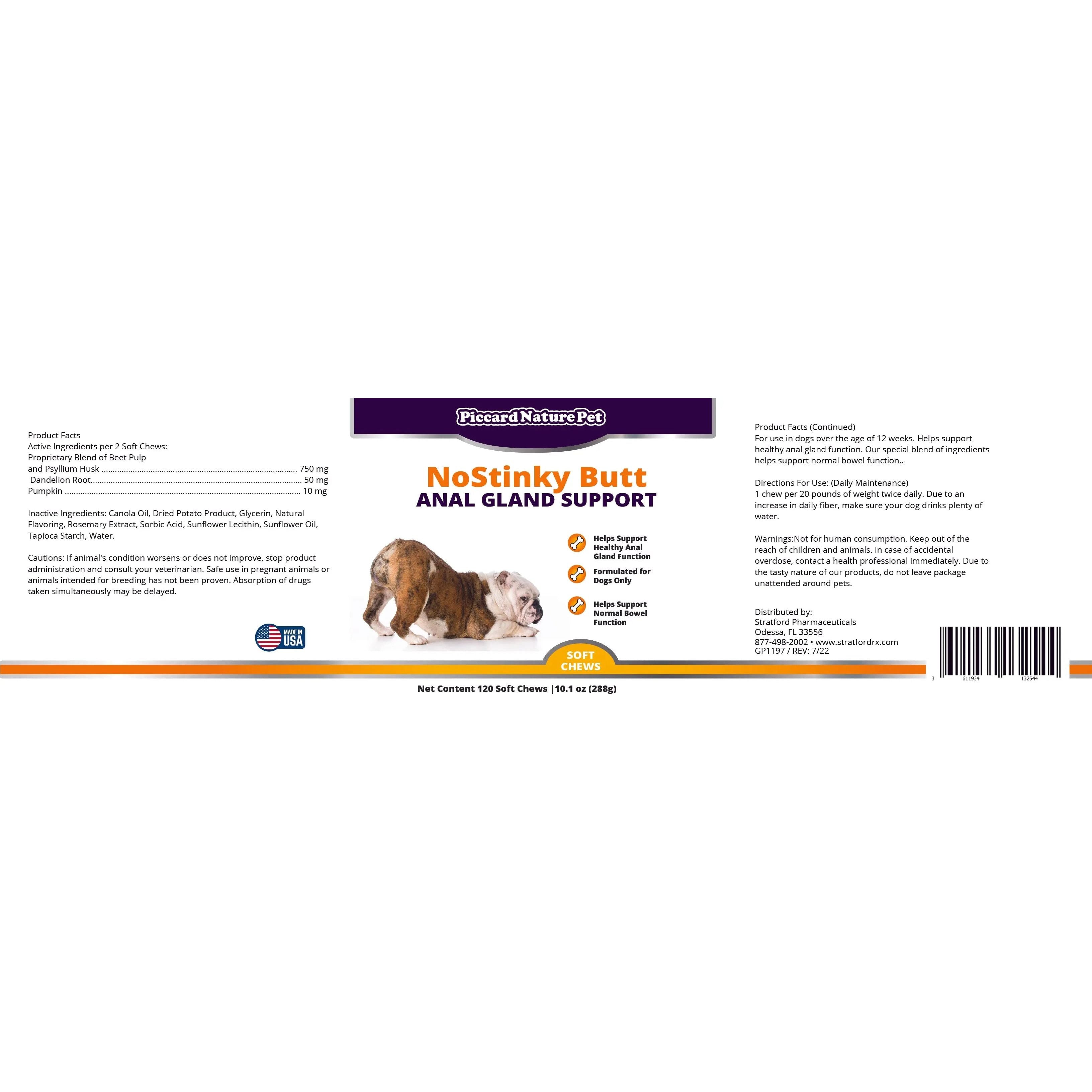 PiccardNaturePets No Stinky Butt Anal Gland Support 120ct Chews
