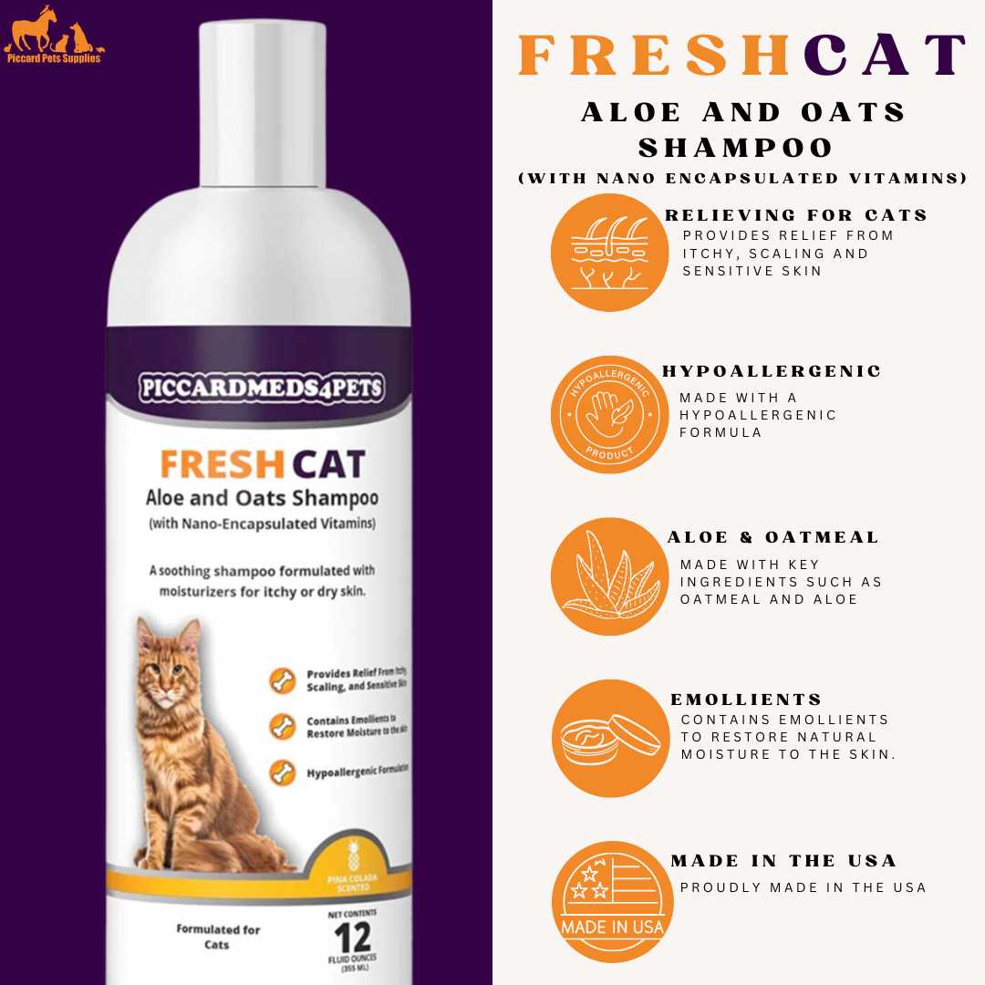 Piccardmeds4pets Fresh Cat Aloe and Oats Shampoo 12 oz. – Petocart