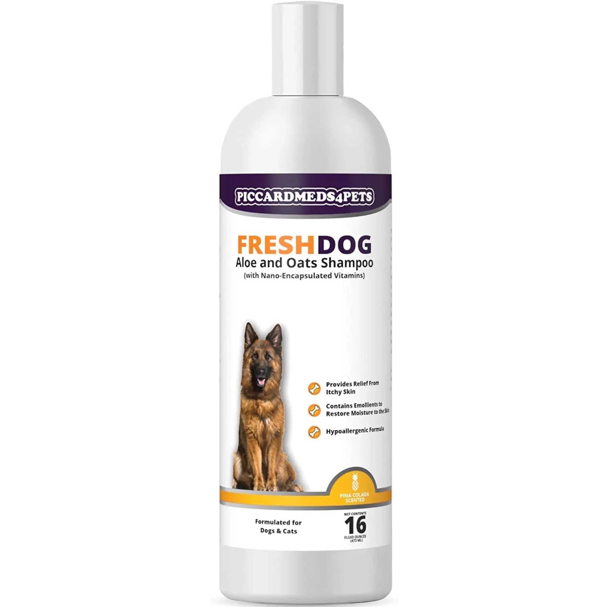 Piccardmeds4pets Aloe Oats Dog Shampoo 16oz + HandsOn Grooming Gloves Small Complete Kit