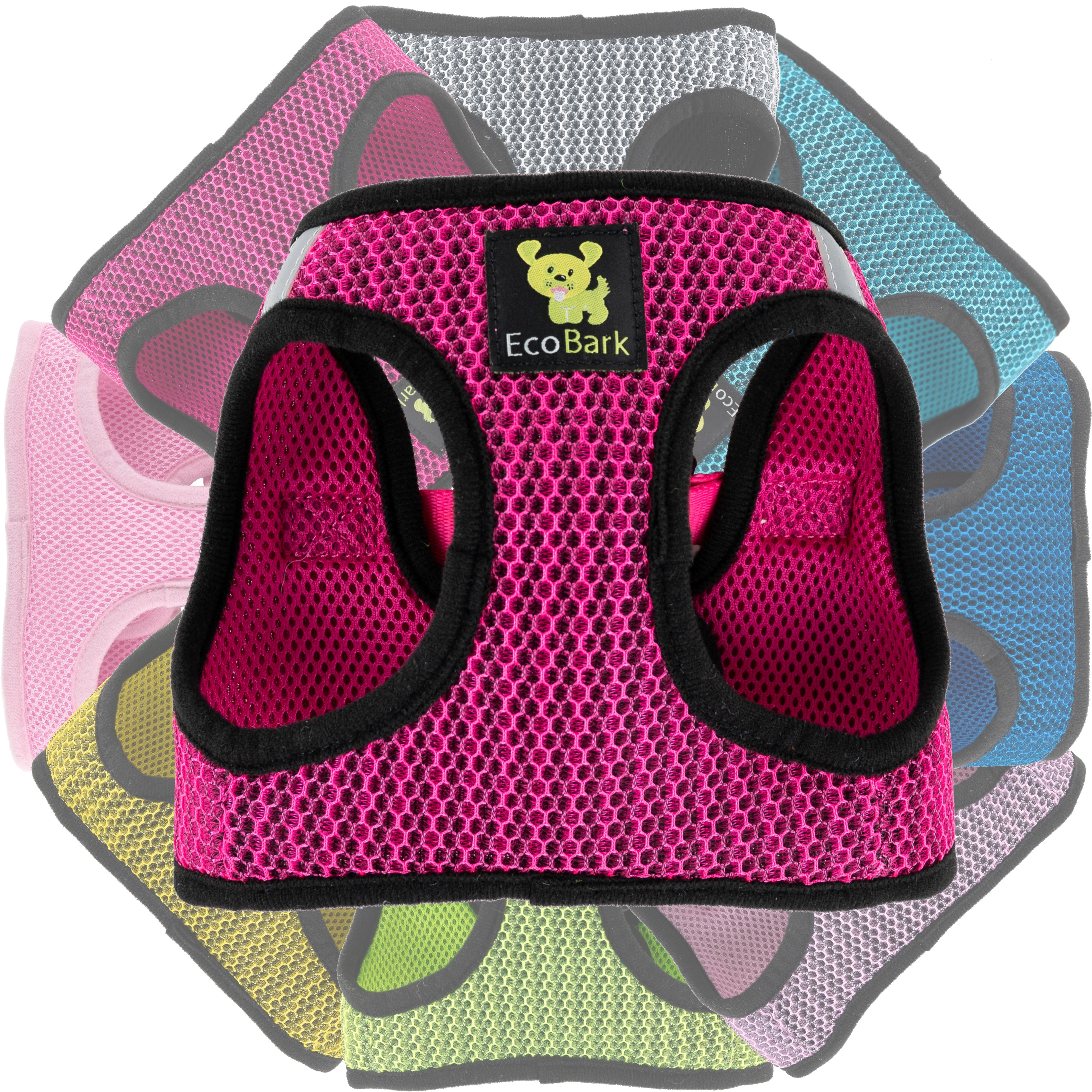 EcoBark Fuchsia Step In Dog Harness - Reflective Soft Mesh Harness for Teacup, Small Dogs and Puppies / Fuchsia Sport