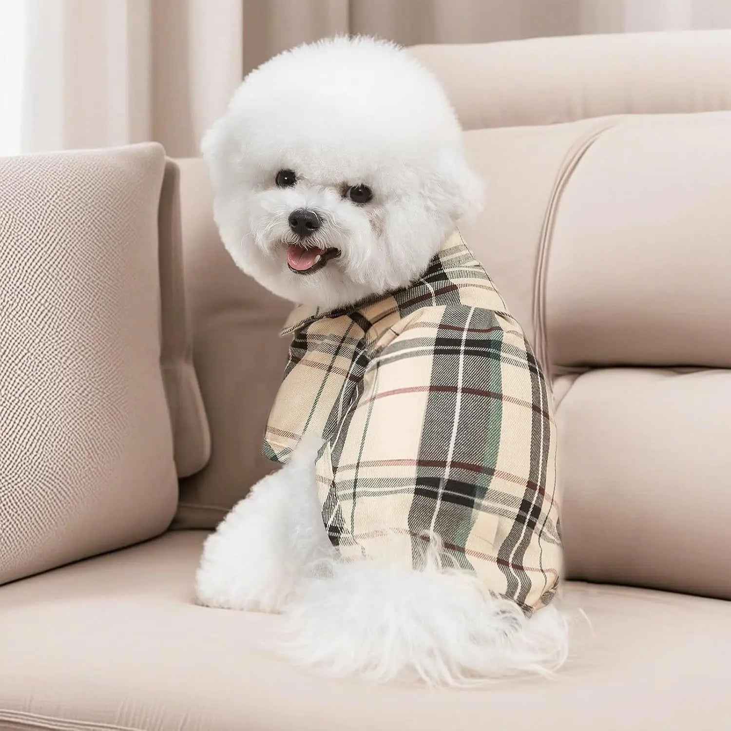 Plaid Dog Polo Shirt Soft Pet Outfit for Small & Medium Dogs and Cats