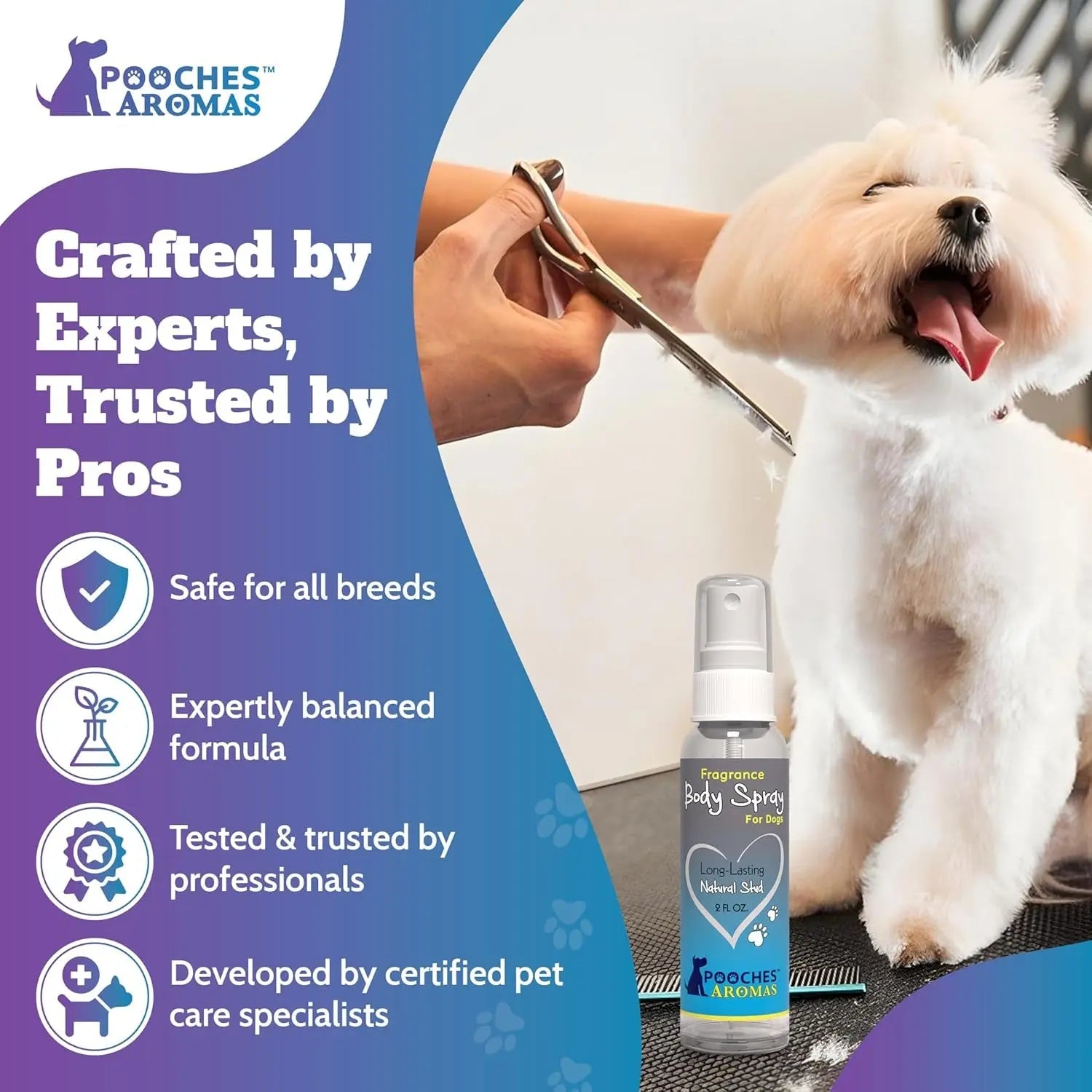 Pooches Aromas Natural Dog Cologne 6-Pack Long-Lasting Grooming Spray 2oz