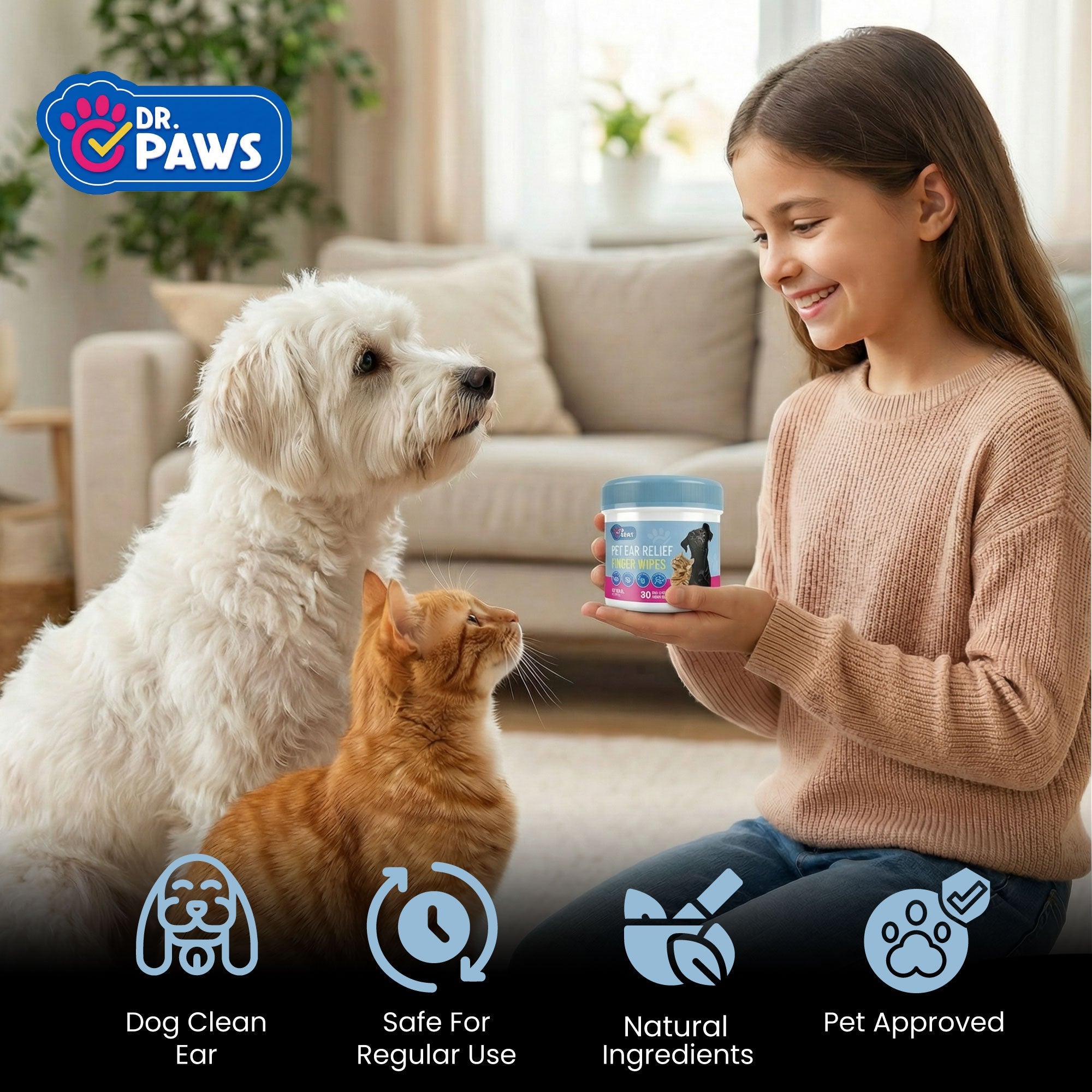 Ear Relief Finger Wipes for Pets (50 Count)