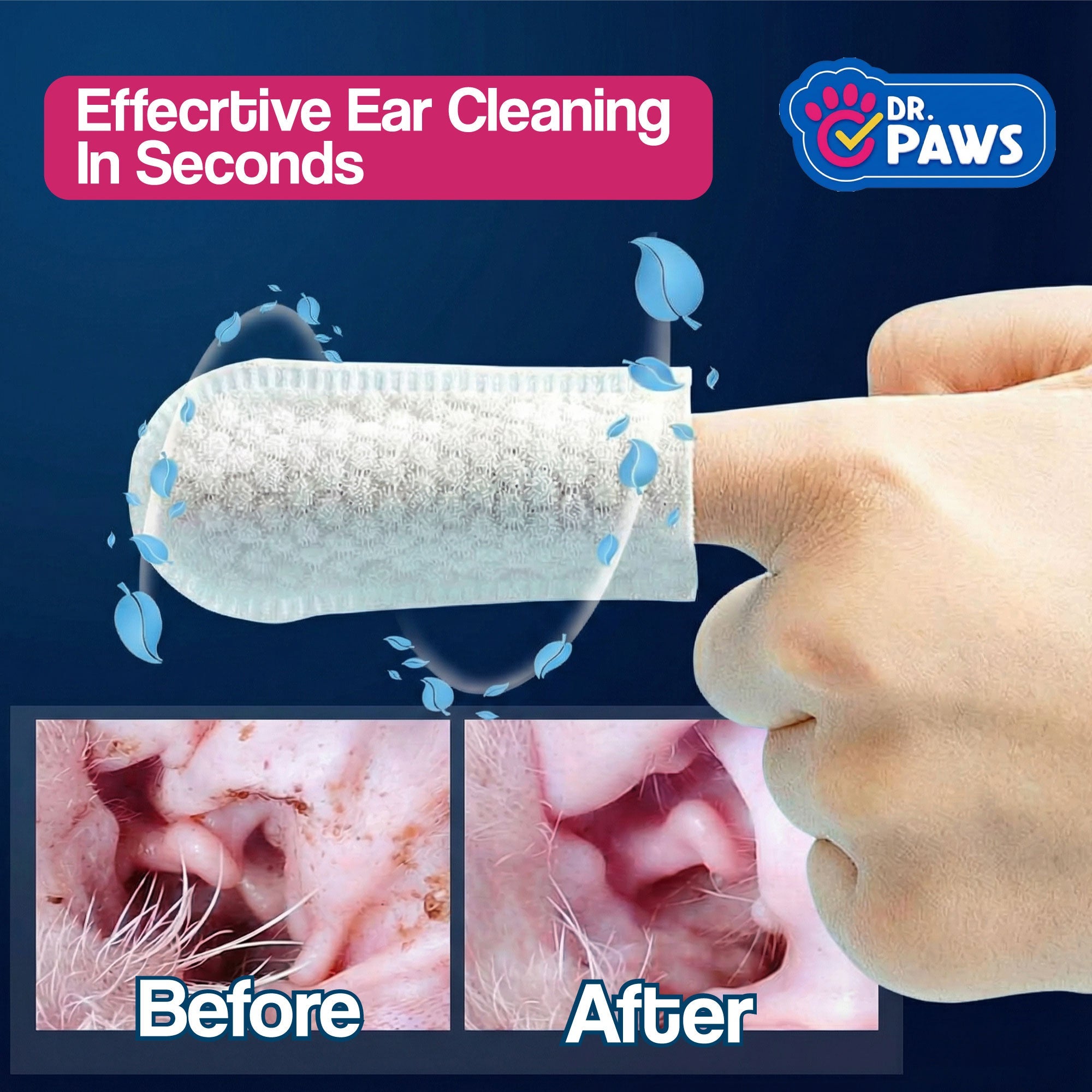 Ear Relief Finger Wipes for Pets (50 Count)