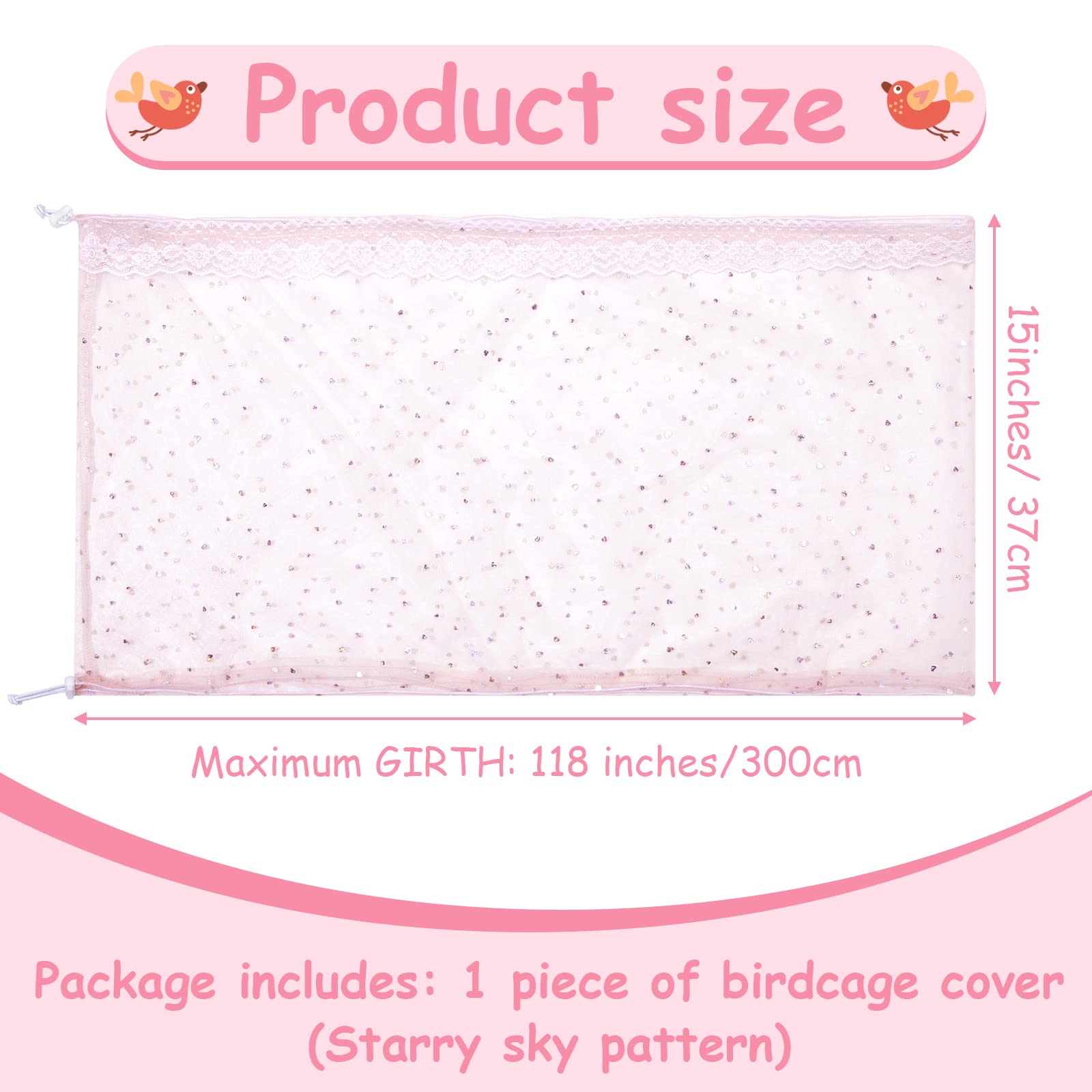 Product Size - Twinkle Star Large Bird Cage Cover