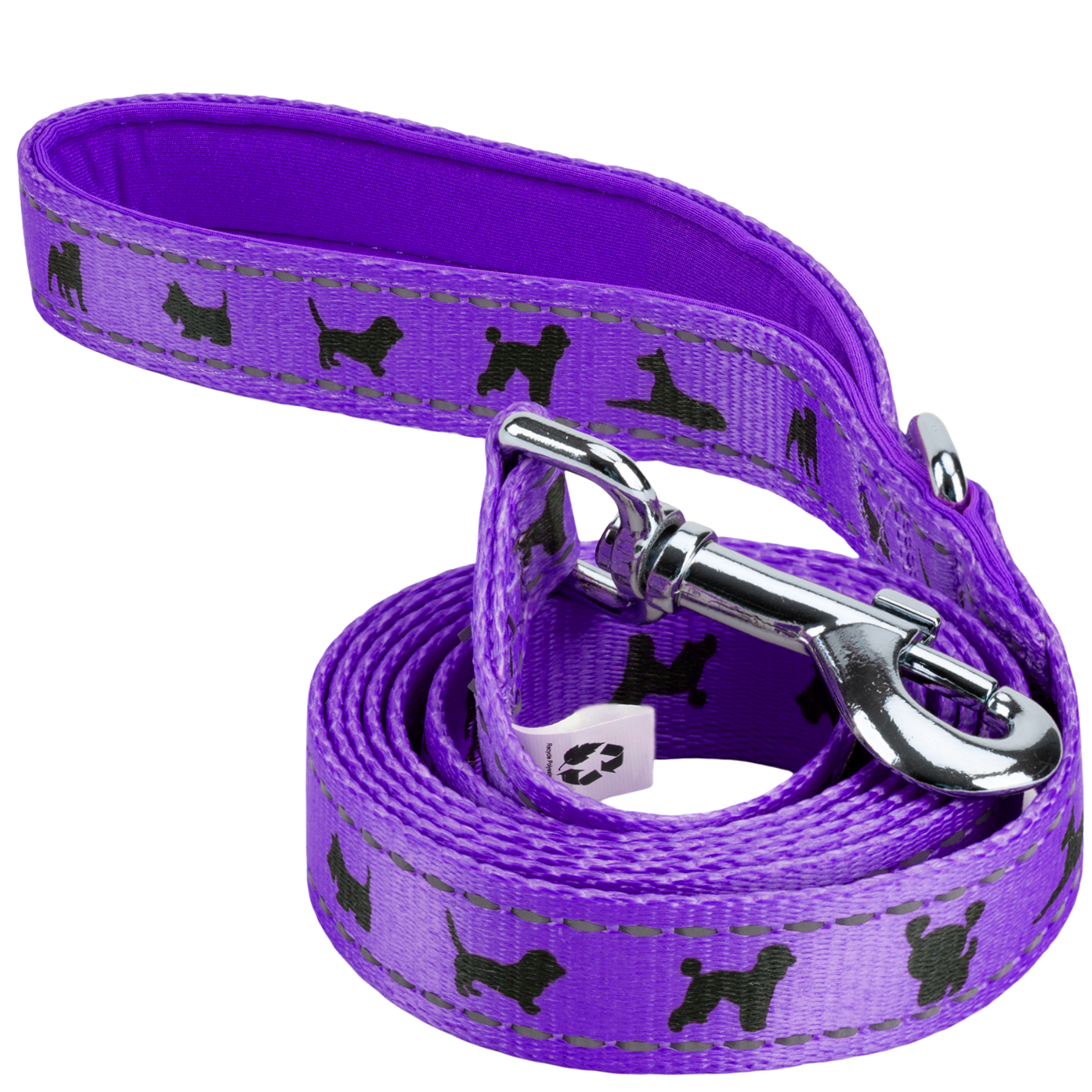 EcoBark Purple Dog Leash- Padded Comfort Grip Leash Dog Pattern - 4ft, 5ft, and 6ft  for XS, Small, and Medium Dogs