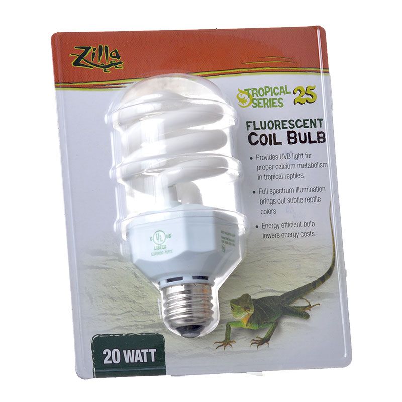 Zilla Fluorescent Coil Bulb Tropical 20 Watts, White