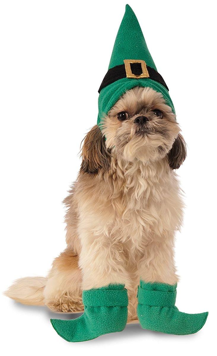 Elf Hat w Boot cuffs Dog costume: SM
