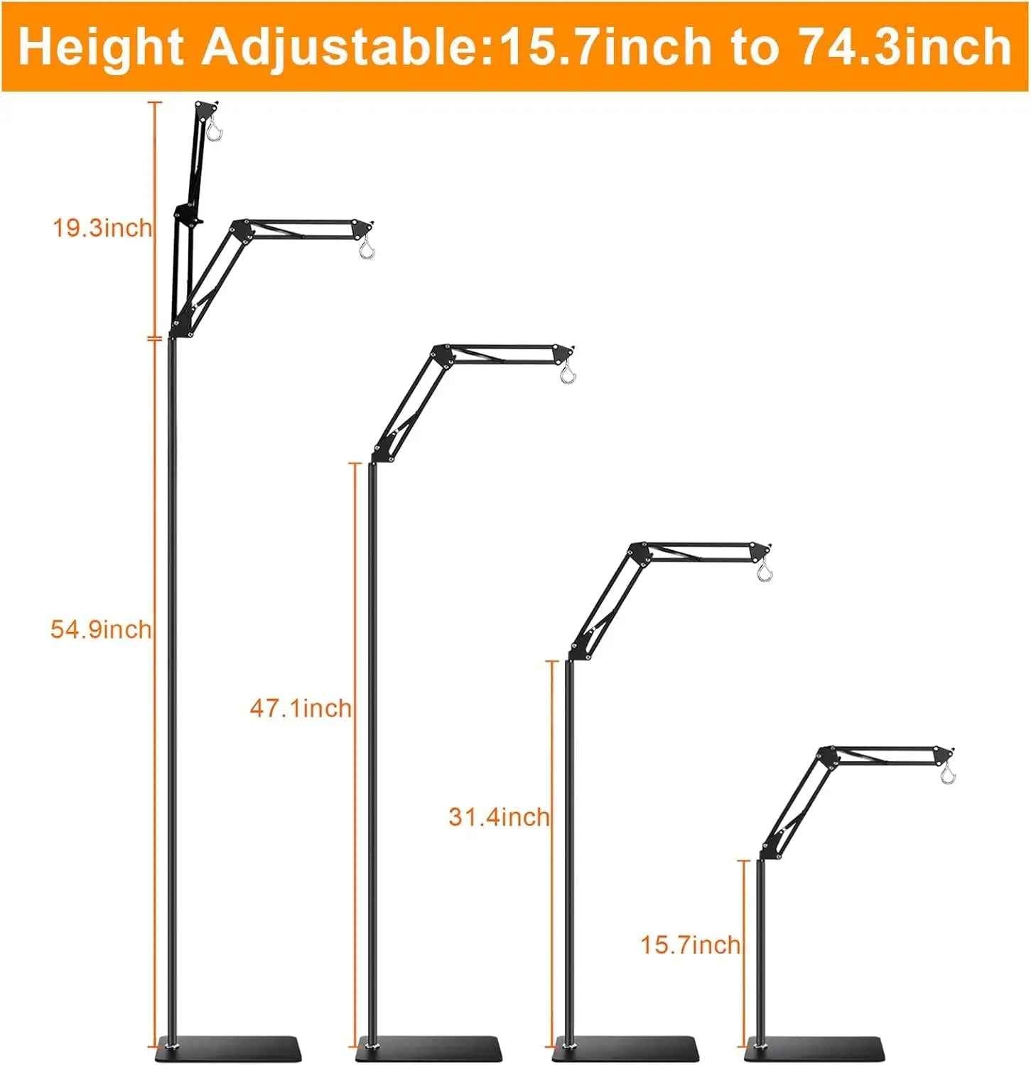 Adjustable Reptile Lamp Stand with Swing Arm