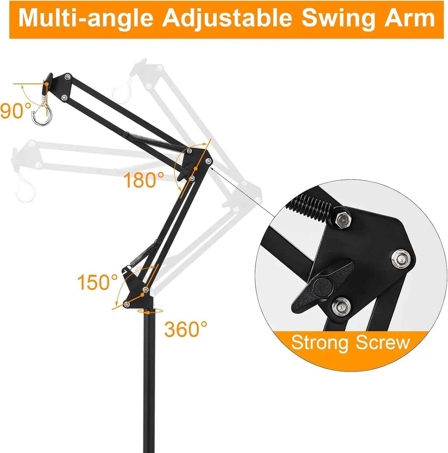 Adjustable Reptile Lamp Stand with Swing Arm
