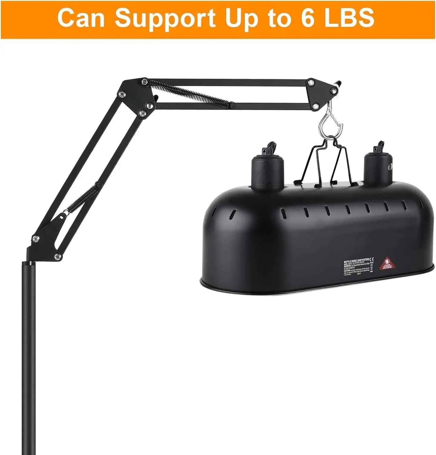 Adjustable Reptile Lamp Stand with Swing Arm