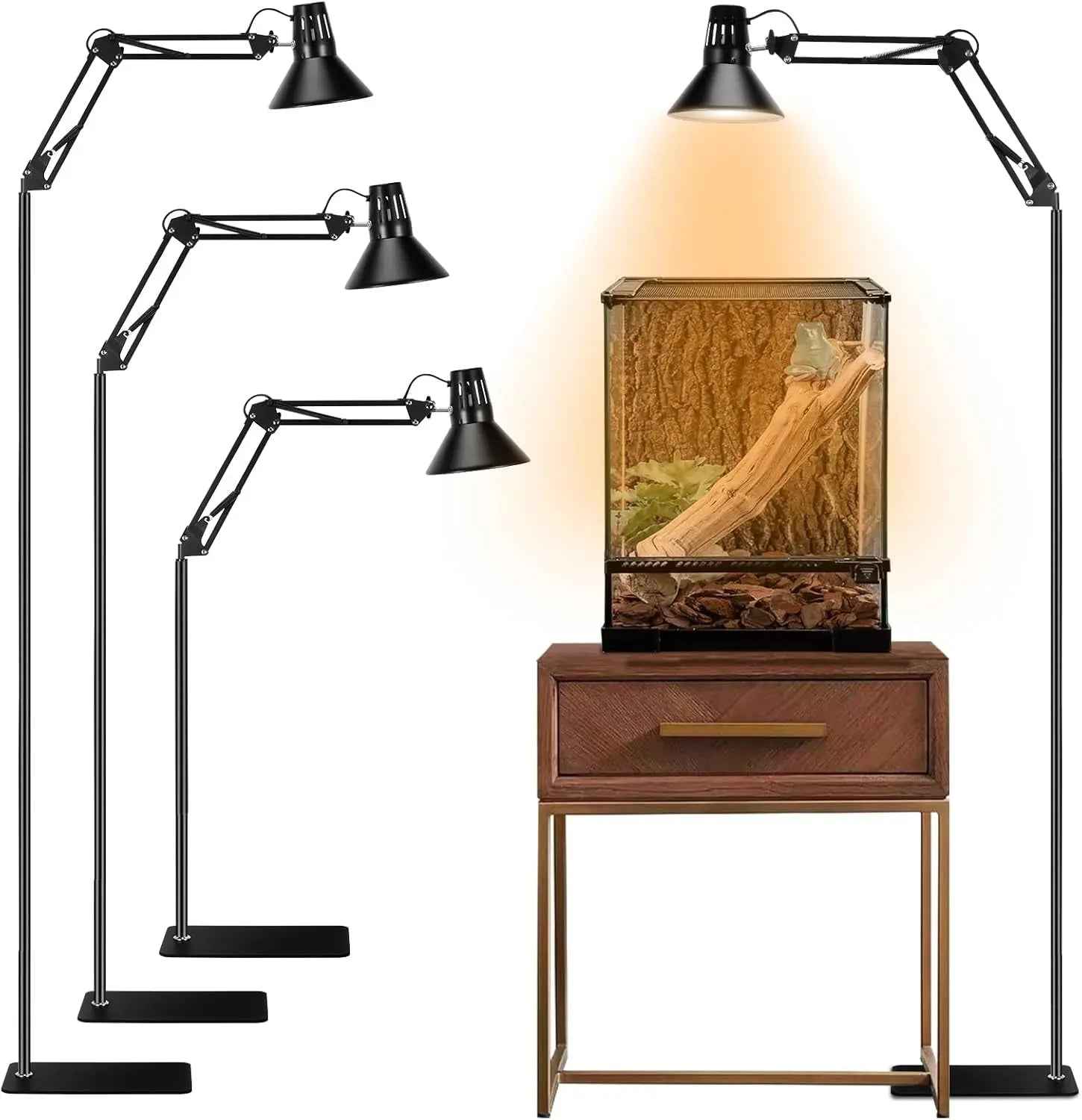 Adjustable Reptile Lamp Stand with Swing Arm