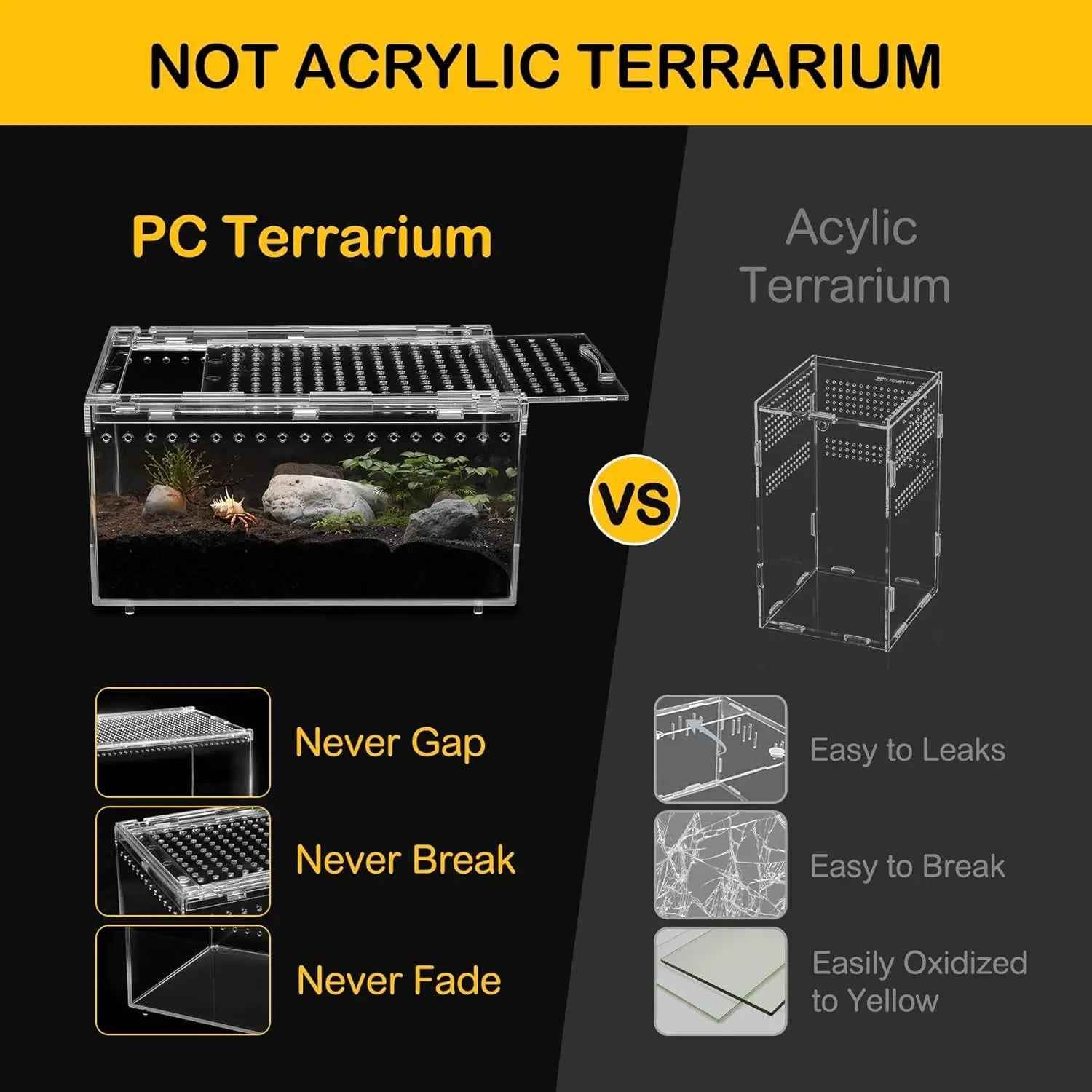 Reptile PC Terrarium Starter Kit for Spiders, Geckos & Insects