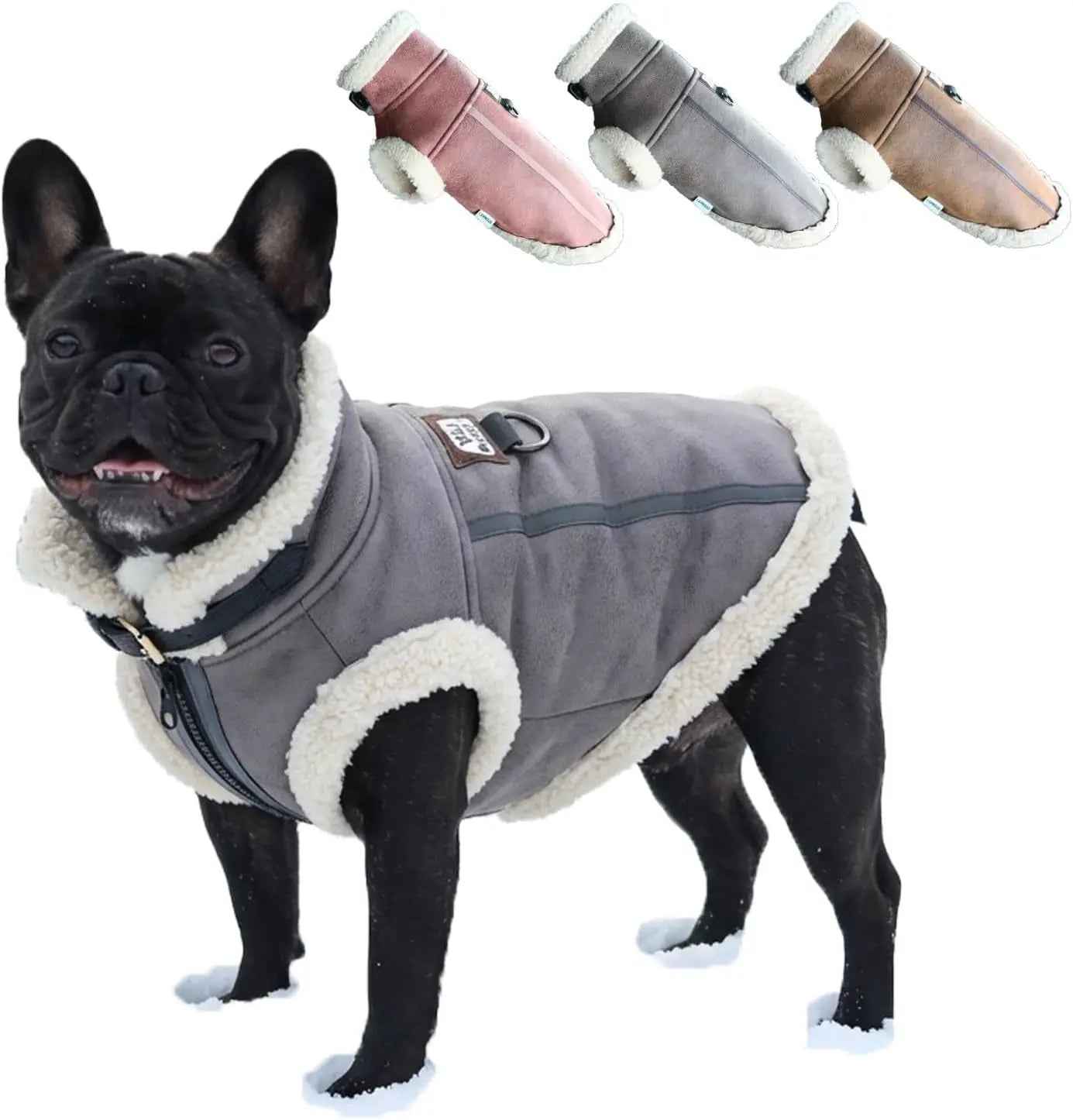 Retro Aviator Dog Jacket – Faux Leather Sherpa Coat