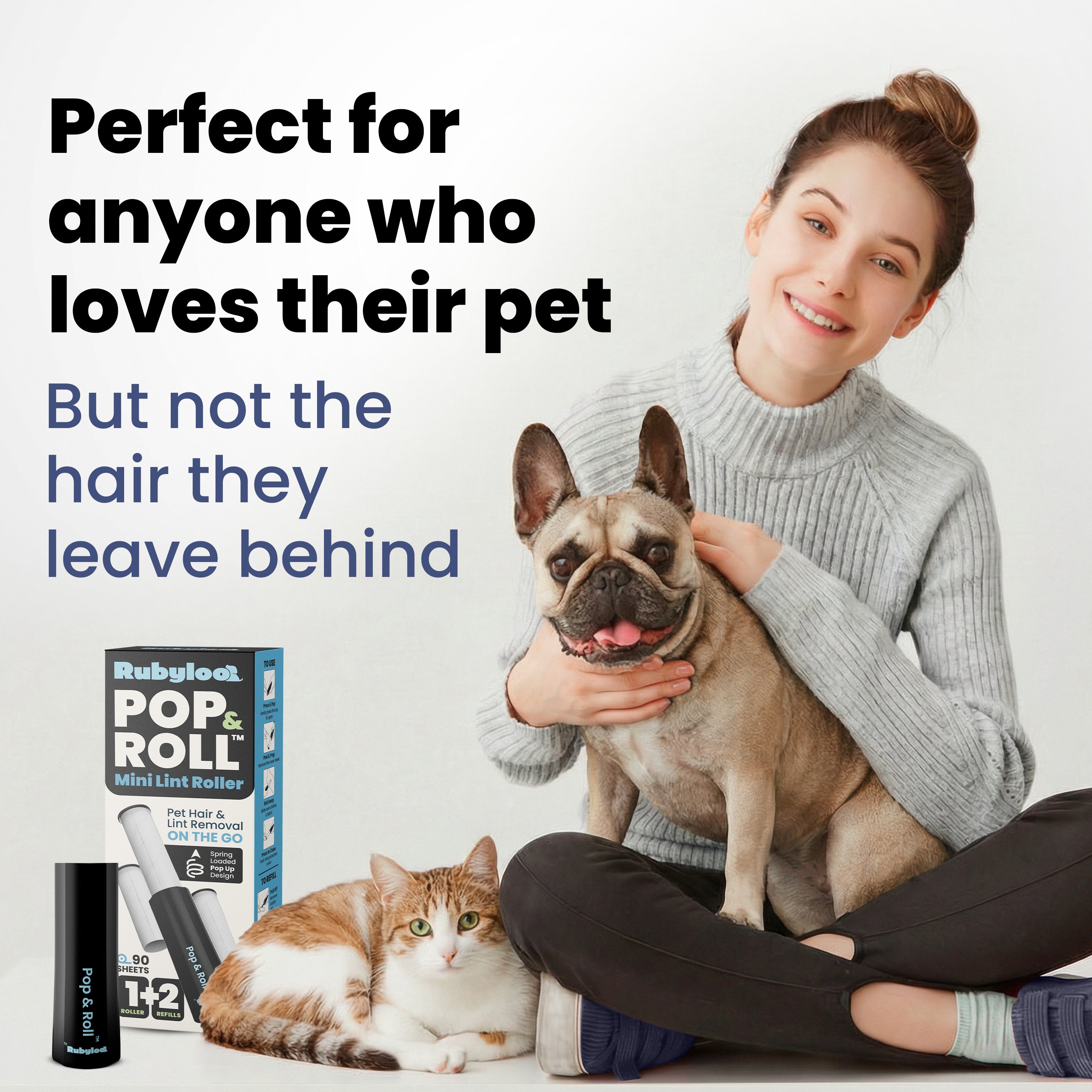 Retractable Mini Lint Roller for Pet Hair with 2 Refills