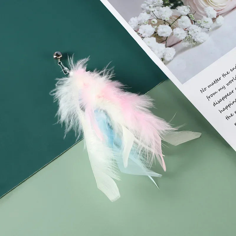 Cat Feather Toy Accessories False Birds Worm Toy with Bell Kitten Cat Toys Interactive Replacement Refill Foam Ball Training