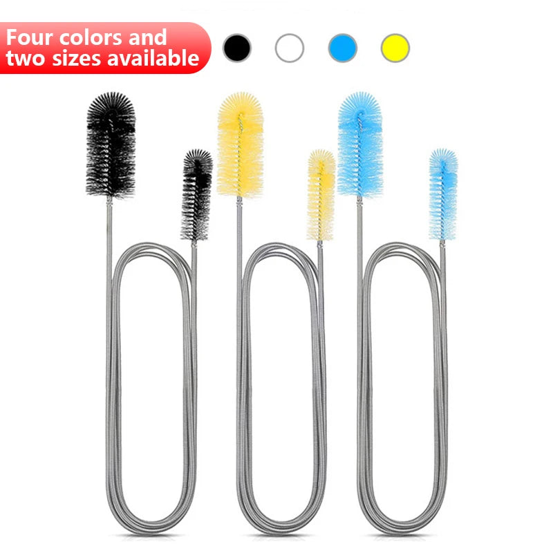 Aquarium Cleaning Brush for Water Hose Lily Pipe Air Tube Stainless Steel Flexible Bent Tube Double Head Brush Fish Tank Cleaner