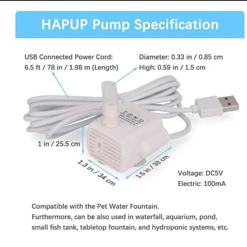 Water Pump Pet Cat Water Fountain Anti-dry Burning Motor Replacement for Cat Flowers Drinking Bowl Water Dispenser Pet Products