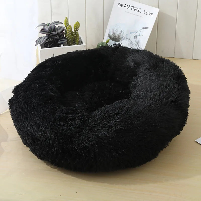 Round Cat Beds House Soft Long Plush Bed For Dogs Basket Pet Products Cushion Cat Bed Cat Mat Sleeping Sofa, Suitable For Winter