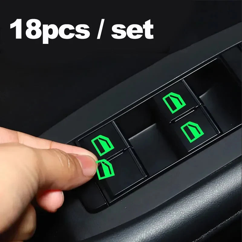 Luminous Car Door Window Lift Button Stickers Car Windows Control Panel Decals Auto Interior Sticker Decoration Car Accessories