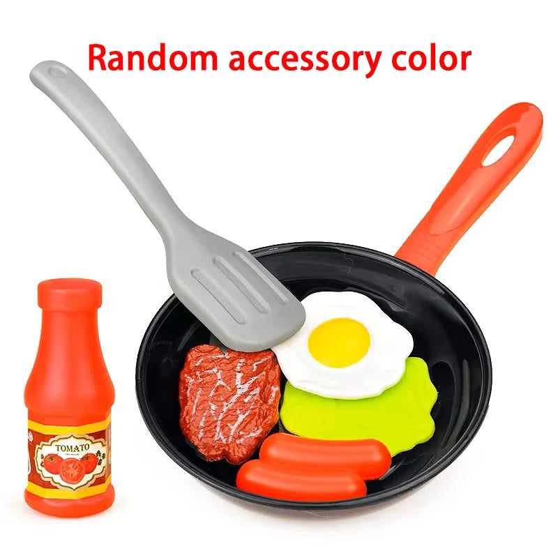 8pcs Montessori Simulation Kitchen Toys Steak Vegetable Educational Cookware Game Set Pretend Play Bread Hot Dog