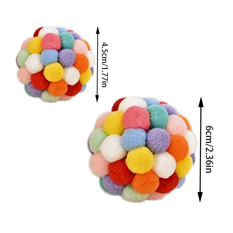 2Pcs/5Pcs Cat Ball Toys Pet Elastic Bell Ball Self-Entertainment Ball Toy for Cats, Suitable for Indoor Cats and Kittens, Chew Toy, Random Color