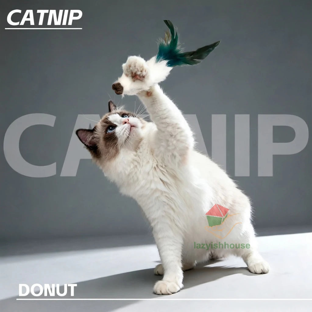 Natural Rabbit Fur Ball Cat Toy Cat Mint Fengrong Toy Cat Teasing Stick Cat Toy Self Fun and Stress Relieving Tool Pet Products
