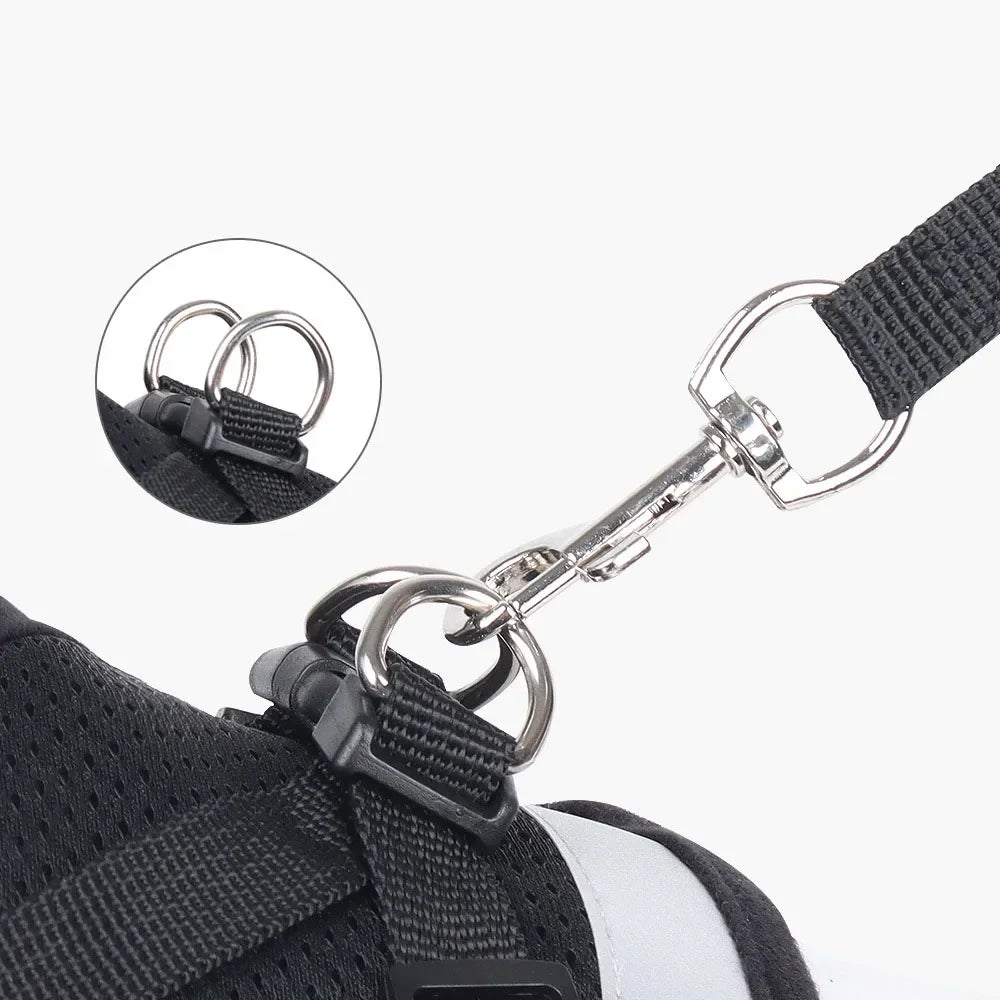 Escape Proof Cat Harness Adjustable Reflective Vest Mesh Breathable Pet Lead Leash Set for Small Puppy Kitten Walking Training