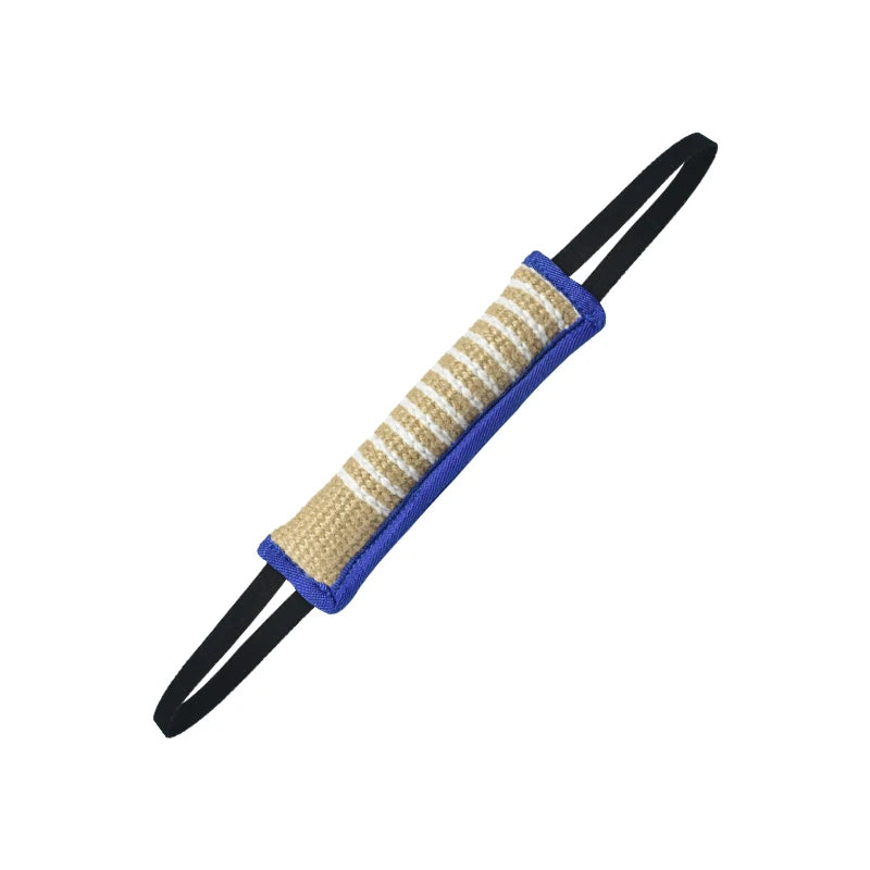 Interactive Dog Tug Toy, Natural Jute Bite Stick with Two Handles, Durable Chew Toy for Teething, Training, and Play for All Bre