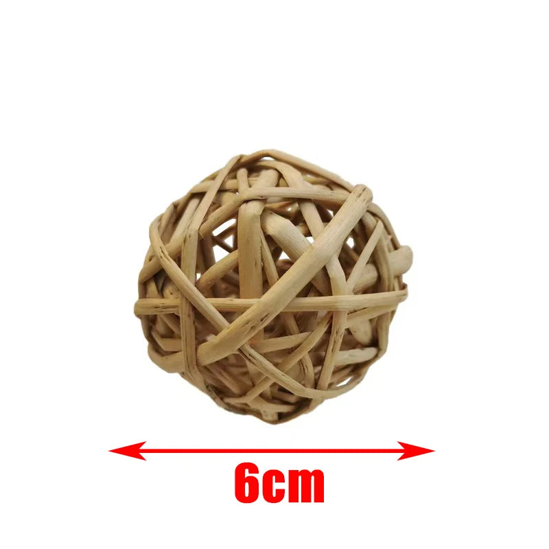 Guinea Pig Rabbit Hamster Small Animal Play Pet Roller Toys Natural Wooden Pine Dumbells Unicycle Bell Chew Chewing Braided Ball