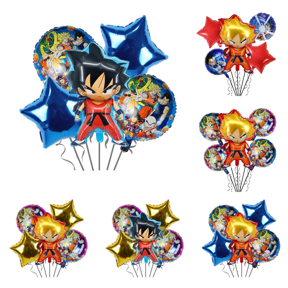 Anime Saiyan Goku Aluminum Foil Balloon Pack Dragon Cartoon Themed Kids Birthday Party Decor Supplies