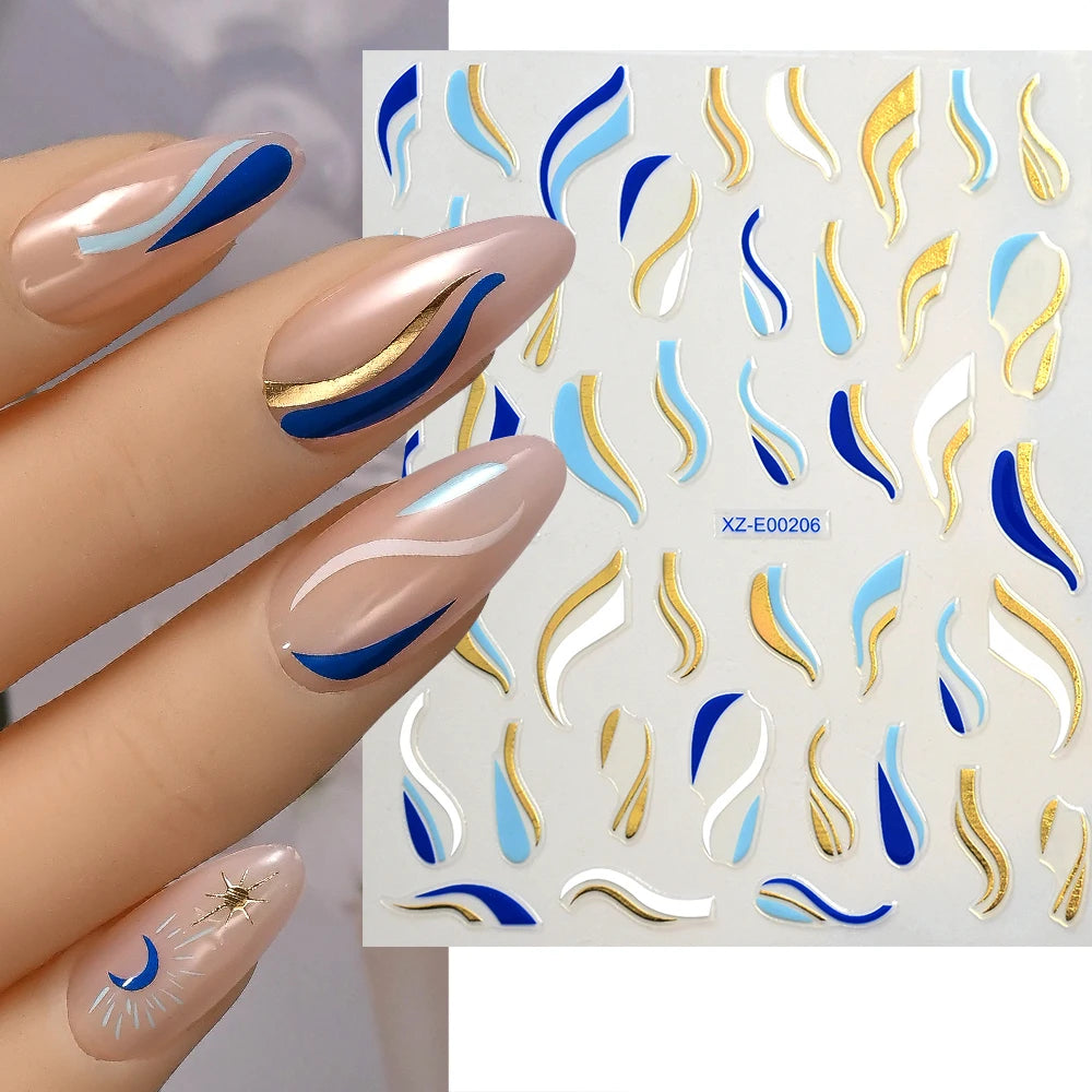 1pc 3D Eyes/Stars/Snake Designs Nail Stickers Angel Eye Nail Art Decor Golden & Blue Evil Eye Designs Manicure DIY Accessories *