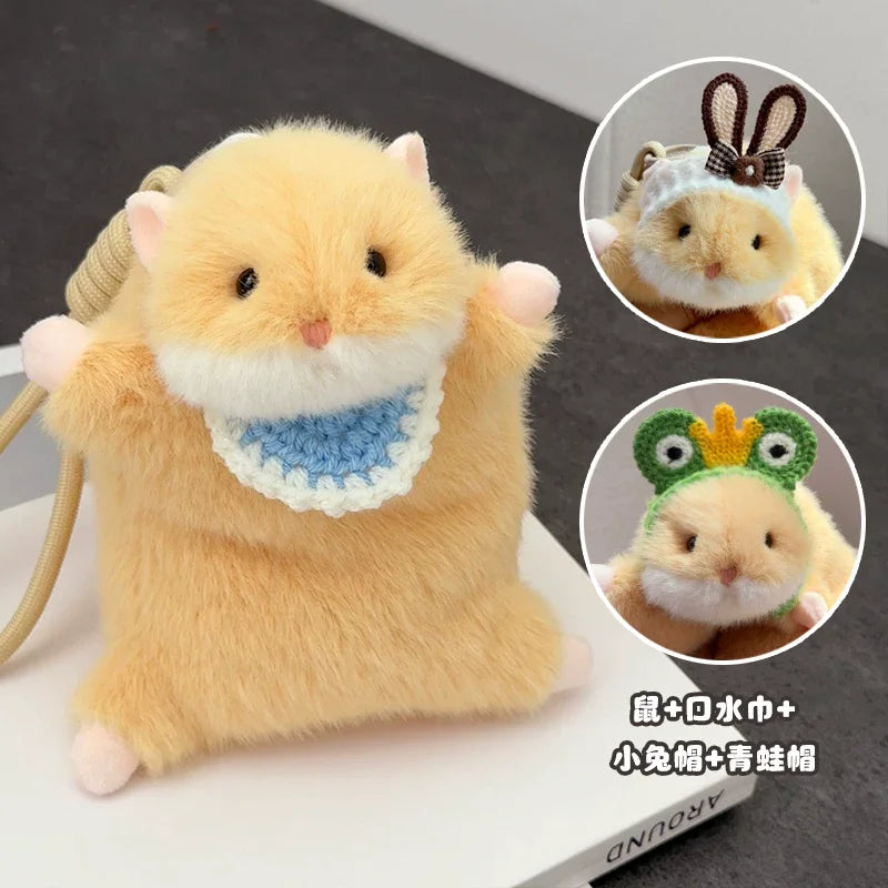 New Products In Stock Kawaii Golden Bear Little Hamster Plush Toy Cartoon Cute Pet Keychain Bag Pendant Festival Surprise Gift