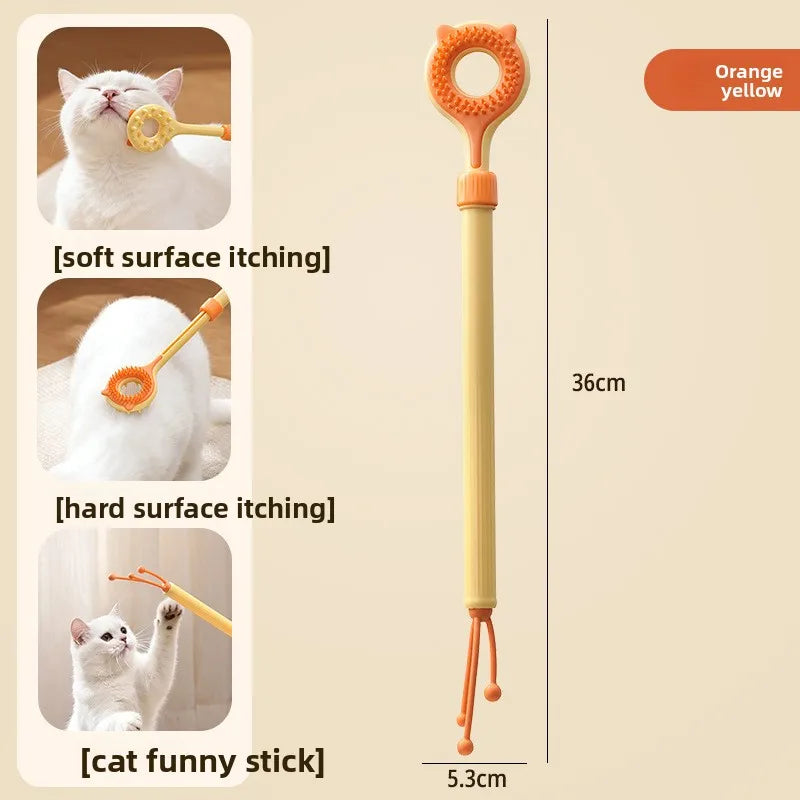 Interactive Cat Toy 2-in-1 Retractable Cat Teaser Cat Tickling & Massaging Toy for Kittens Relieve Boredom Pet Products