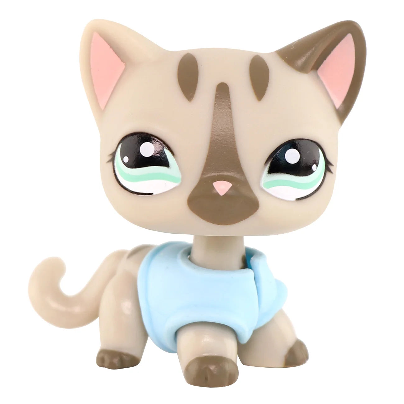 LPS Mini Pet Shop Pet Bobble Head Toy Rare Yellow Short Hair Cat Collectible Gift for Child Cute Animal Toys