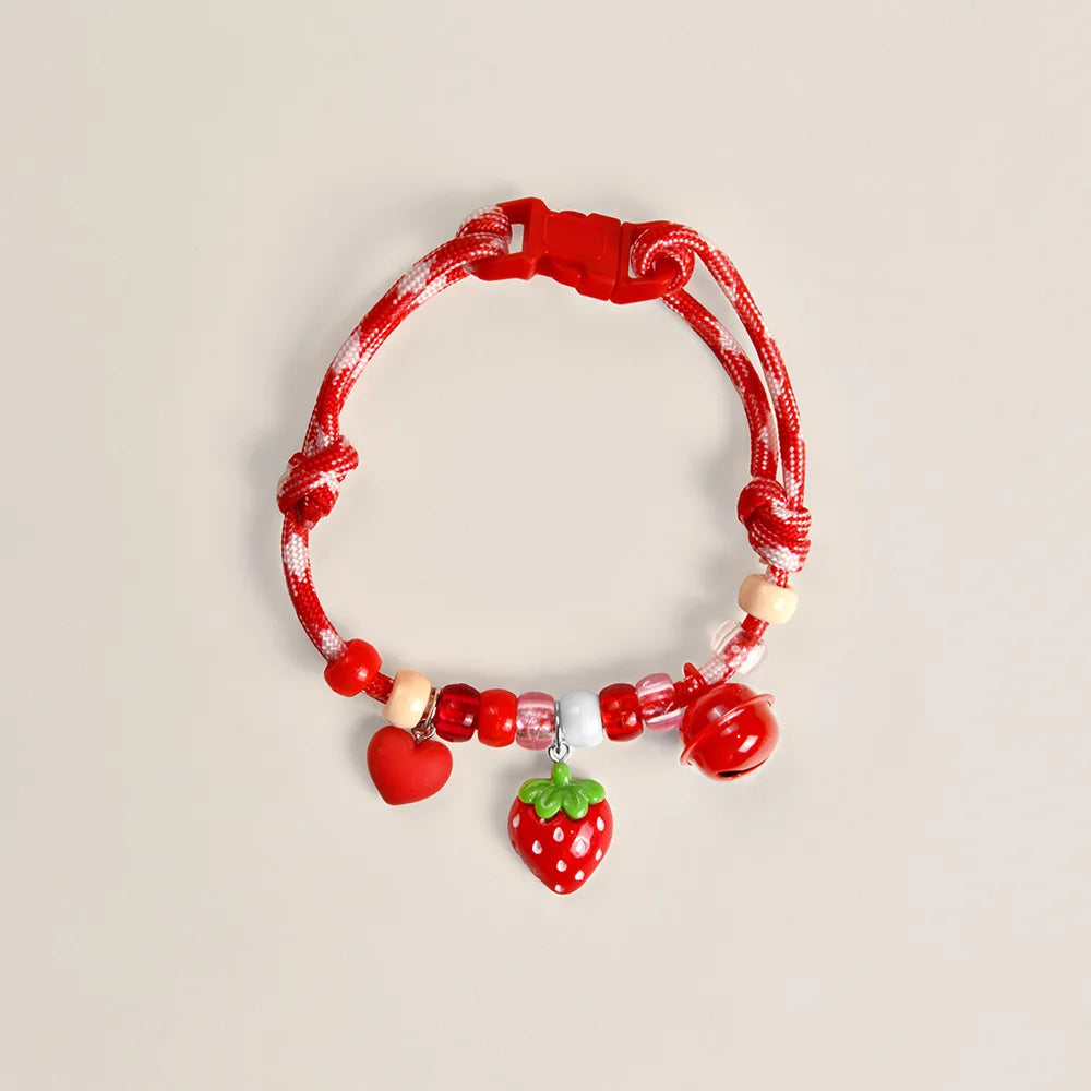 Pet Beaded Necklace Accessories, Skin-friendly Rope Neck Collar, Dog and Cat Bell Collar To Prevent Getting Lost