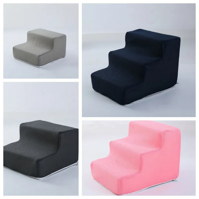 Removable Washable Anti Slip Foldable Pet Dog Cat Stairs High Elasticity Sponge Dog Training Stairs Cat Bed Stairs Play Stairs