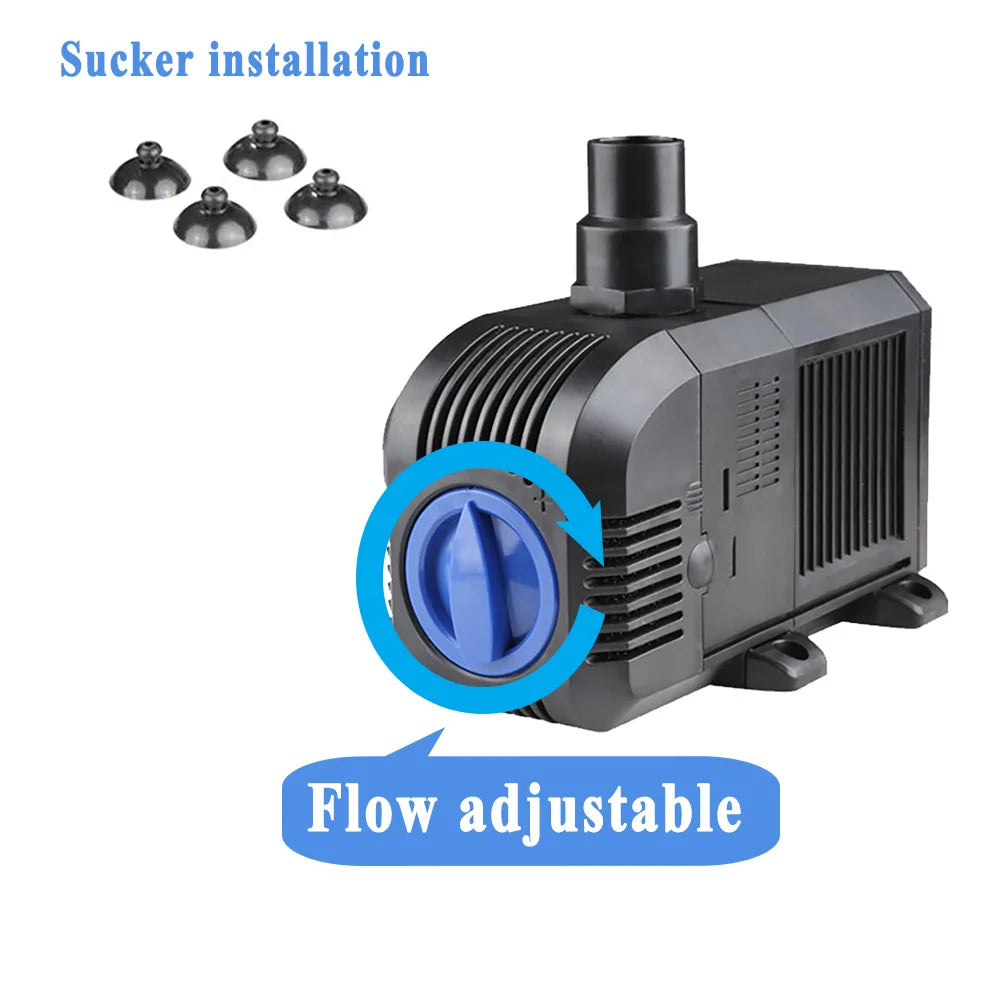 500—3000L/H Intelligent Fish Pond Aquarium Water Pump 220-240V 50Hz Ultra-Quiet Fish Tank Fountain Water Fountain Pump Filter
