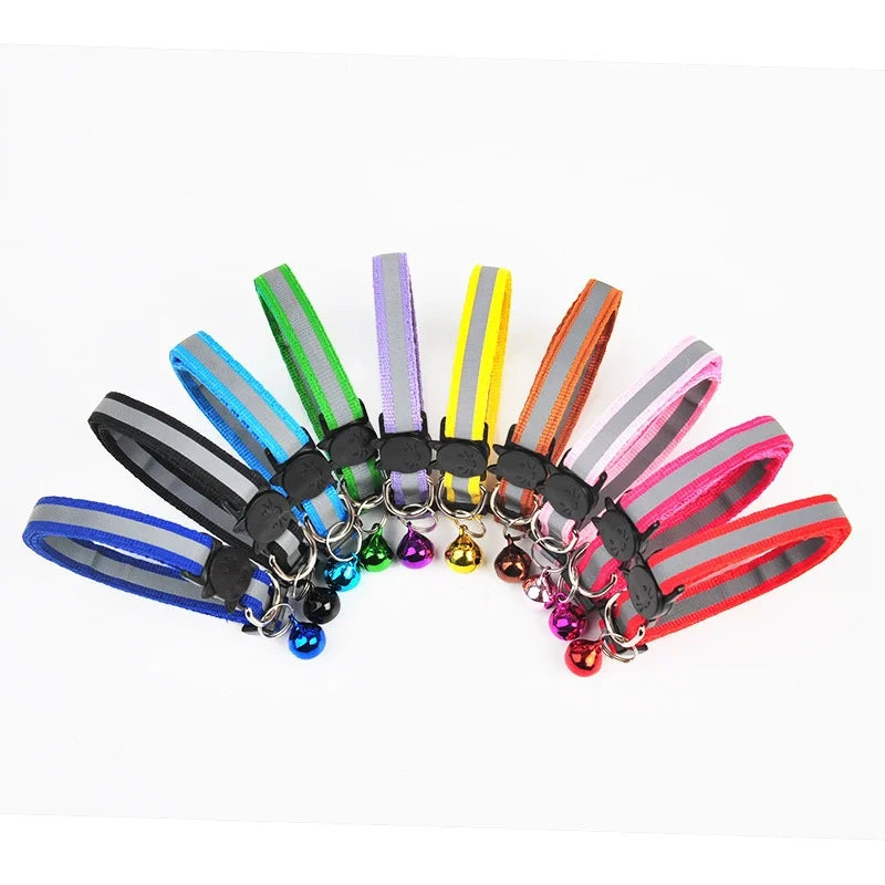 Cat Collar Colors Reflective Breakaway Neck Ring Necklace Bell Pet Products Safety Elastic Adjustable with Soft Material