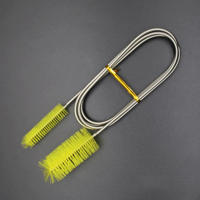 Aquarium Cleaning Brush for Water Hose Lily Pipe Air Tube Stainless Steel Flexible Bent Tube Double Head Brush Fish Tank Cleaner