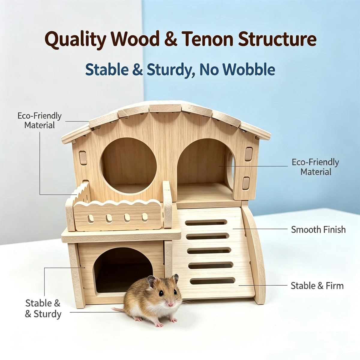 Wooden Hamster Villa Cabin Easy to Install Cage Accessories Large House Toys Golden Mouse Pet Pets Supplies Guinea Pig Hideout
