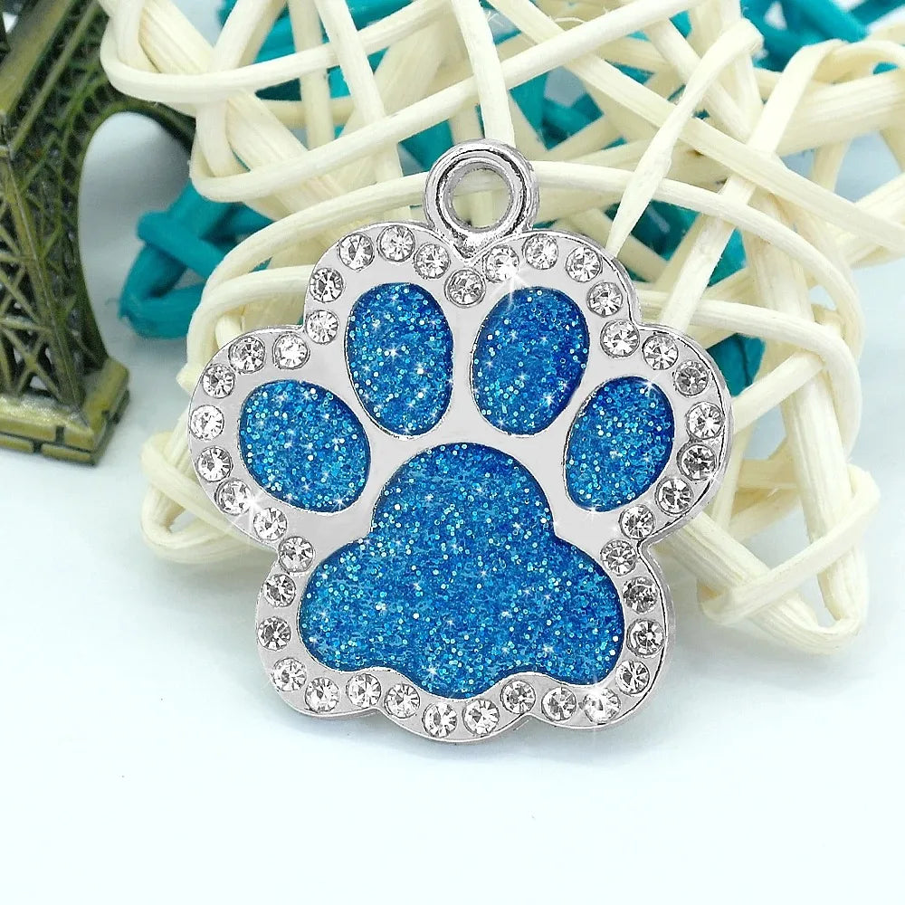 1Pc Personalized Dog Cat ID Tag Cute Bling Cat's paw Kitten Name Tags Anti-lost Pet Collar Accessories Free Engraved Pet Product