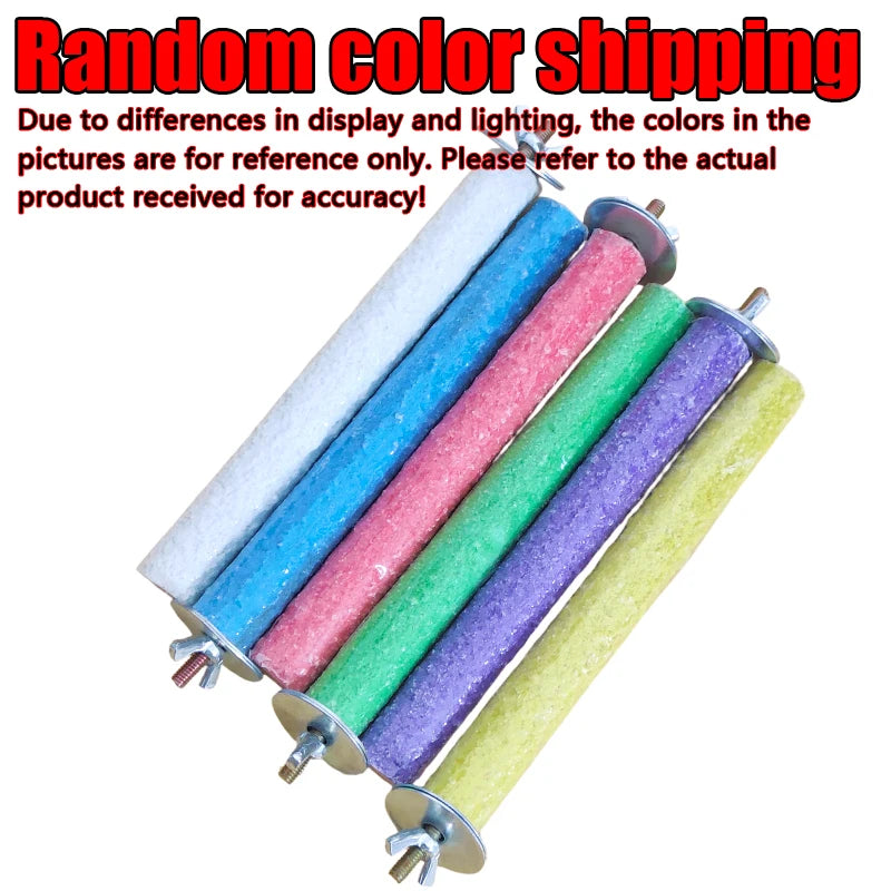 1PC Random Colors Parrot Perch Parrot Cage Accessories Bird Perch Stand Toy Colored Quartz Sand Sharpen Paw Toy Fit For Birds