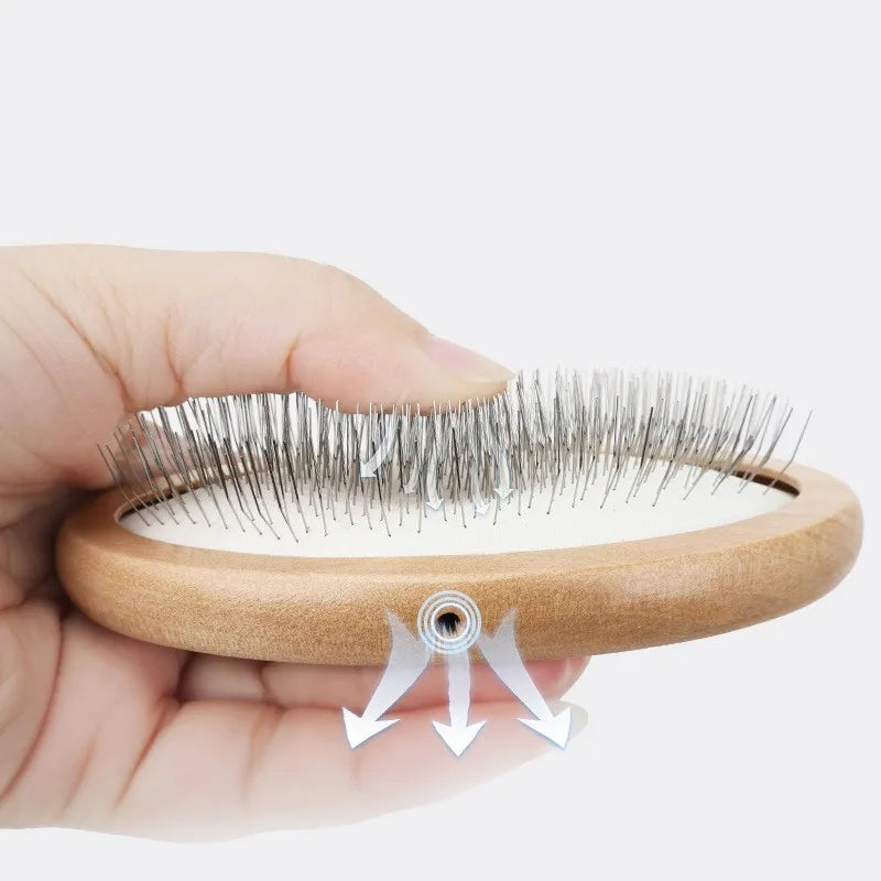 Dog Comb Wooden Handle Dog Brush Pet Grooming Comfortable Handle Combs for Cats Hair Knot Opening Dogs Hair Remover Pet Products