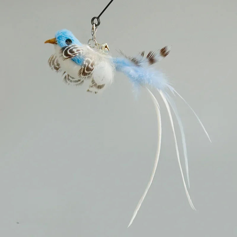 Cat Feather Toy Accessories False Birds Worm Toy with Bell Kitten Cat Toys Interactive Replacement Refill Foam Ball Training