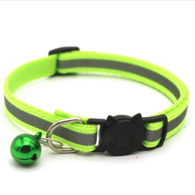 Reflective Breakaway Cat Collar Neck Ring Necklace Newborn Puppy Dog Collar Colorful Bell Collar for Cats Pet Kitten Products