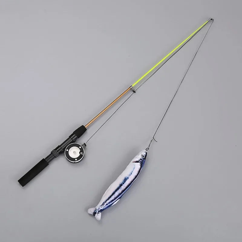 M Cat Rods Retractable Cat Toy Fish Type Telescopic Feathers Funny Cat Stick Toys Pet Toy for Kitten Simulation Fishing Rod Play